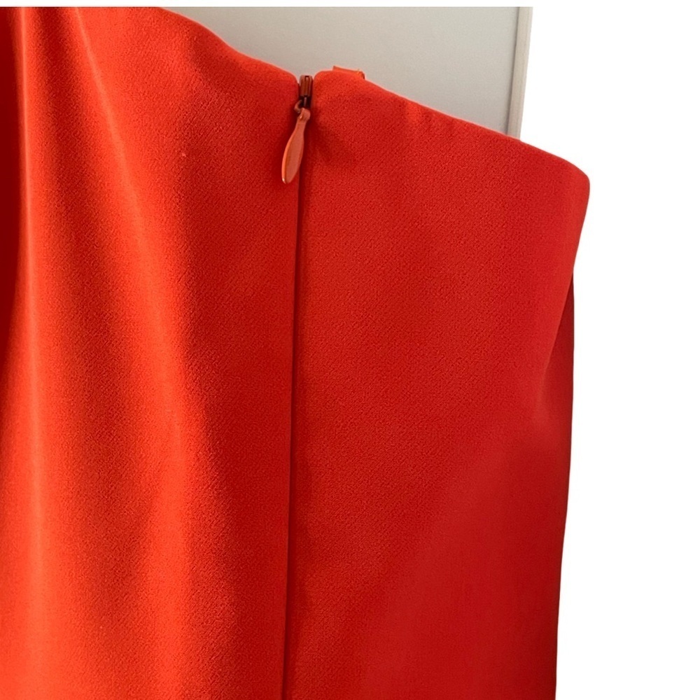 Milly Red Sleeveless A-Line Dress Square Neck Peplum Asymmetrical Ruffle Size 6 - Picture 6 of 13